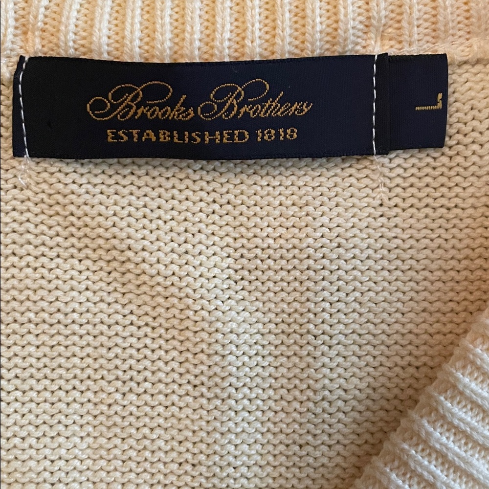Brooks Brothers cotton yellow V-Neck golf logo Sweater Vest size large - Picture 3 of 5
